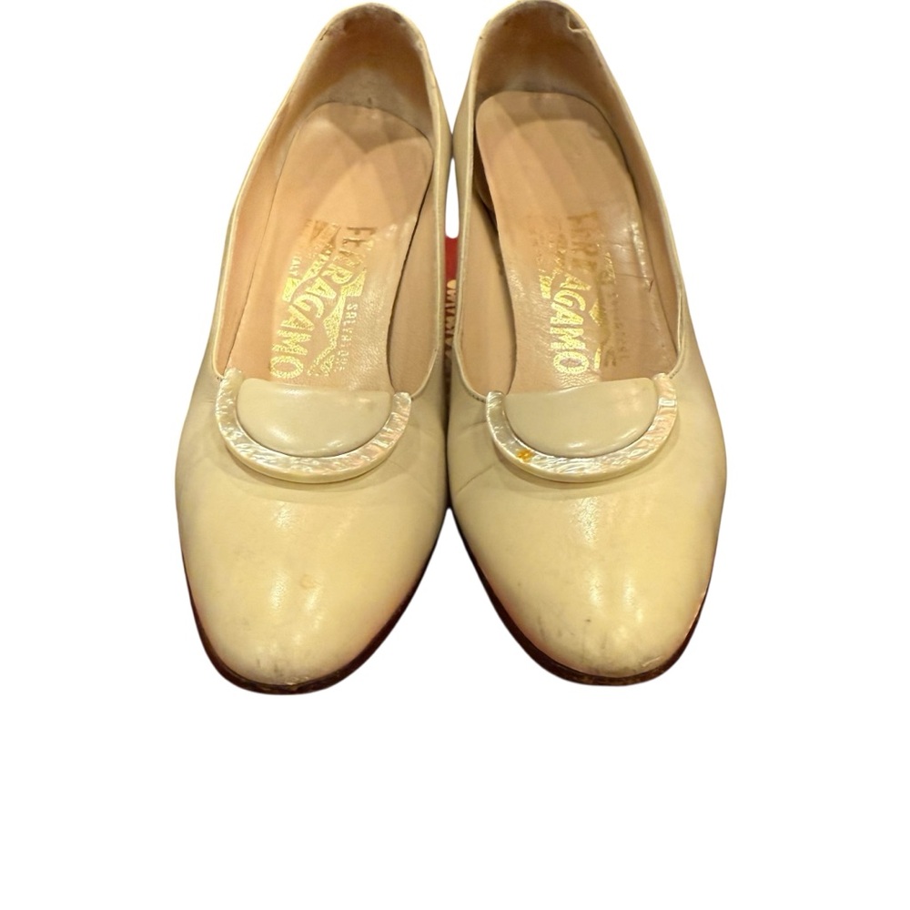 Vintage Ferragamo Lillaz Cafe Nubuck Leather Pumps/Heels sz 5 B